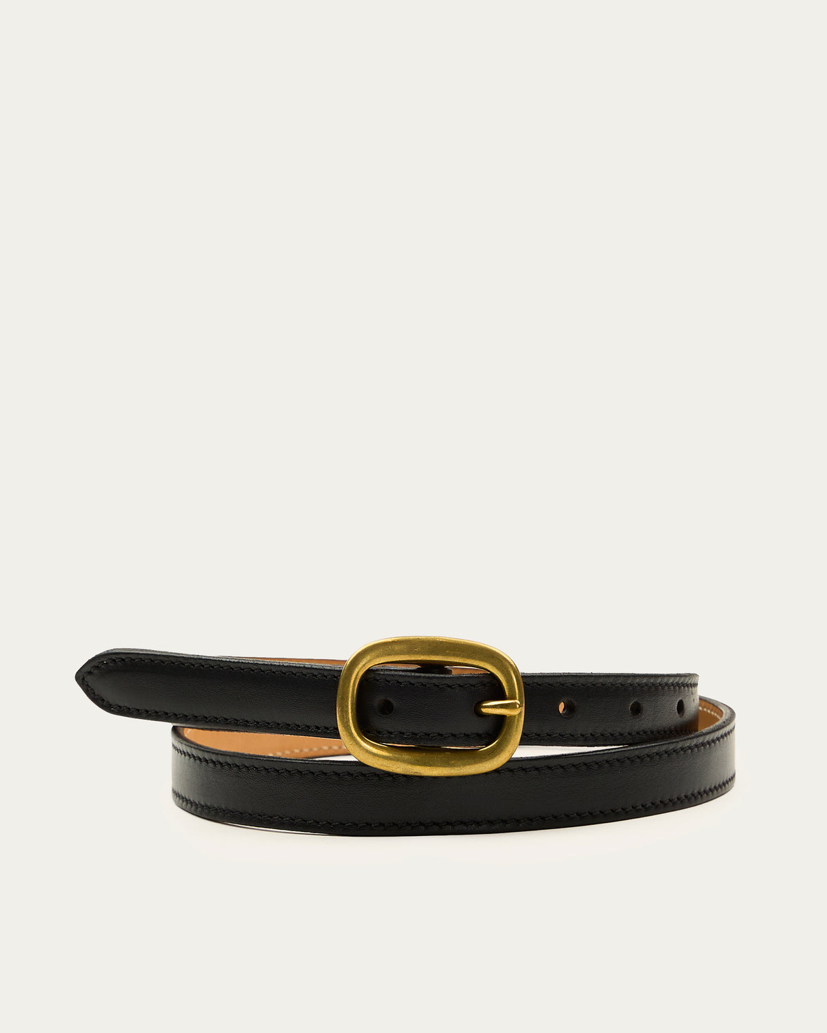 Cinturón Hebilla Bronce 2 cm Negro de cuero - Romors