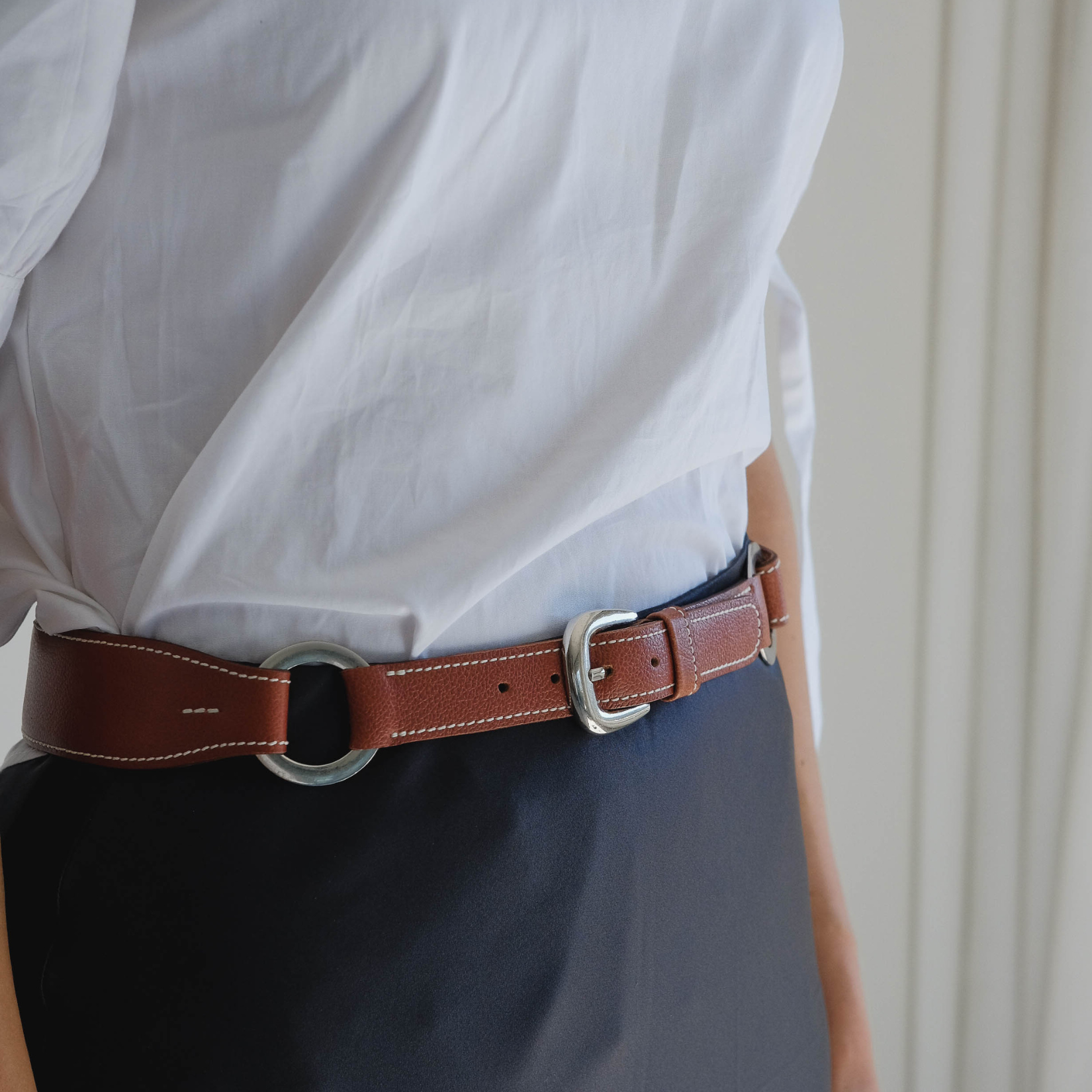 2-Ring Cognac Belt