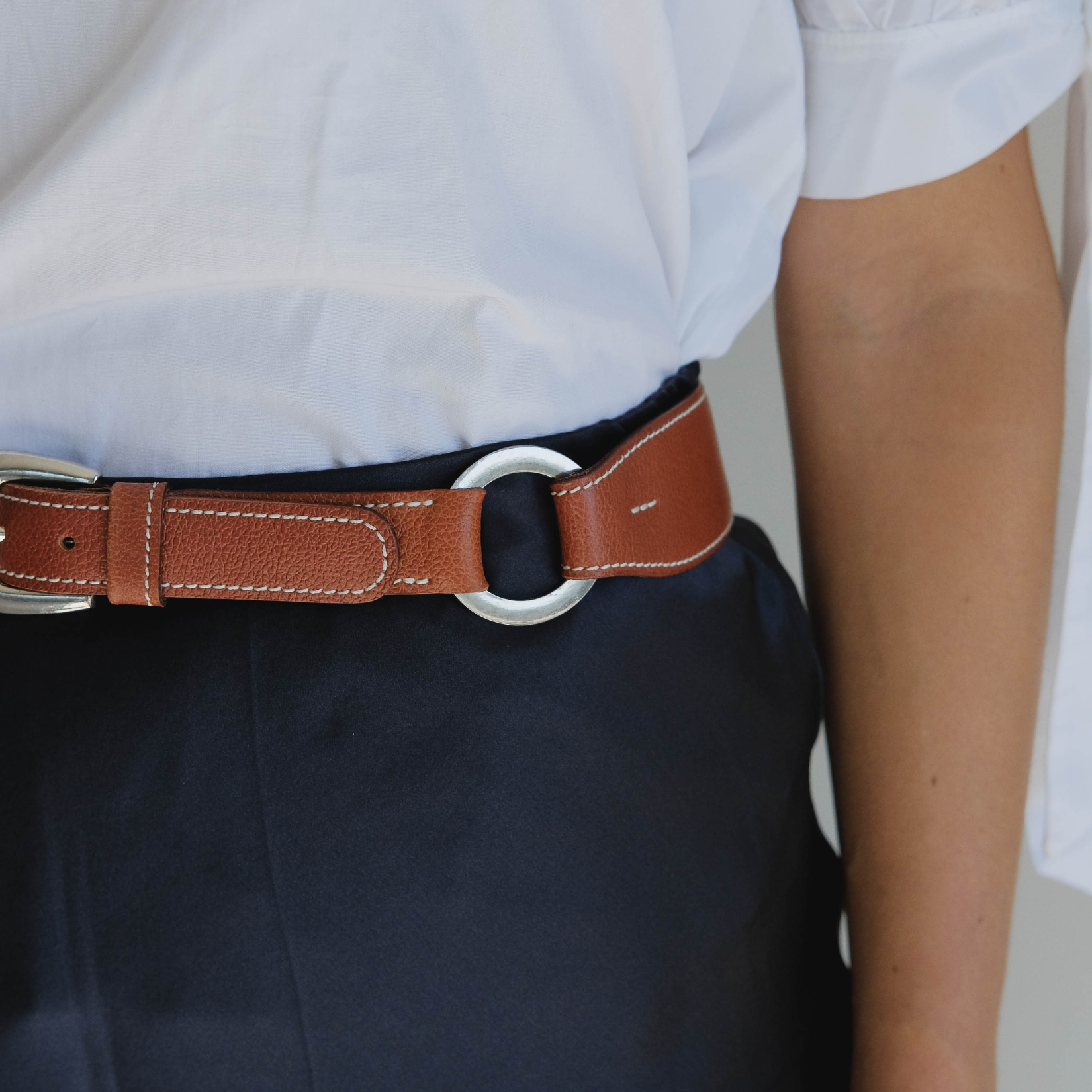 2-Ring Cognac Belt