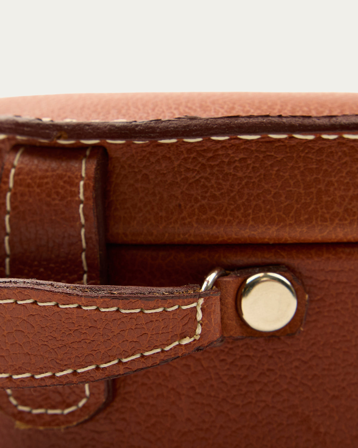 Joyero Redondo Chico Coñac de cuero - Romors